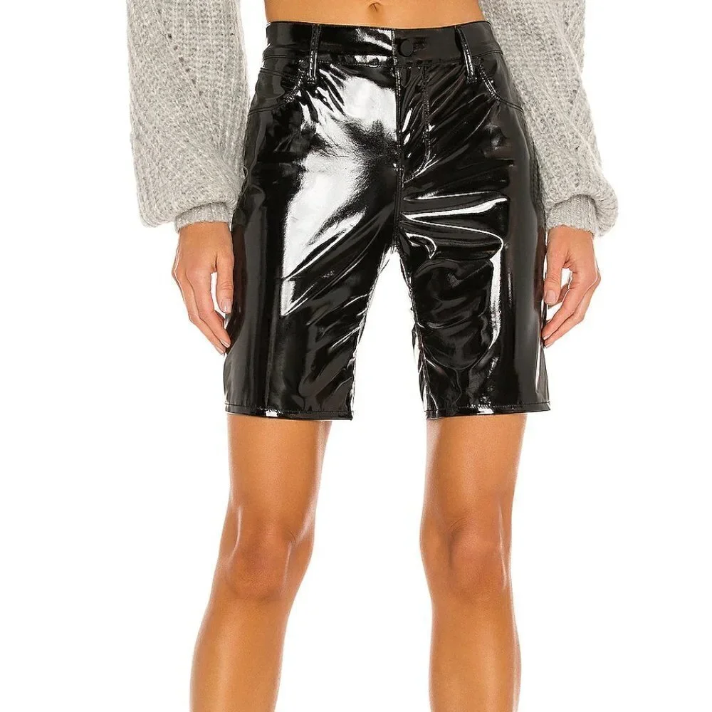 RtA ​Toure Coated Vinyl Finish Bombette Black Shorts NWT Size 30